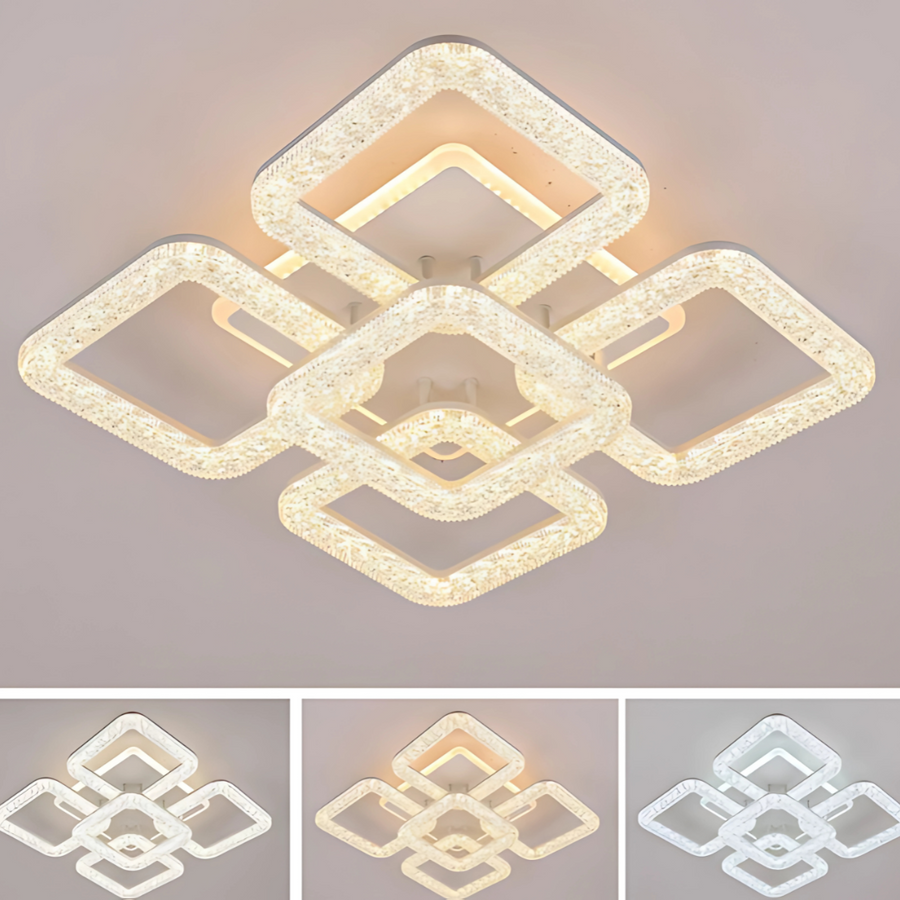 Astrid LED Chandelier with Remote Control, Dimmable, White, Crystals