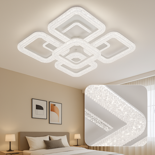 Astrid LED Chandelier with Remote Control, Dimmable, White, Crystals