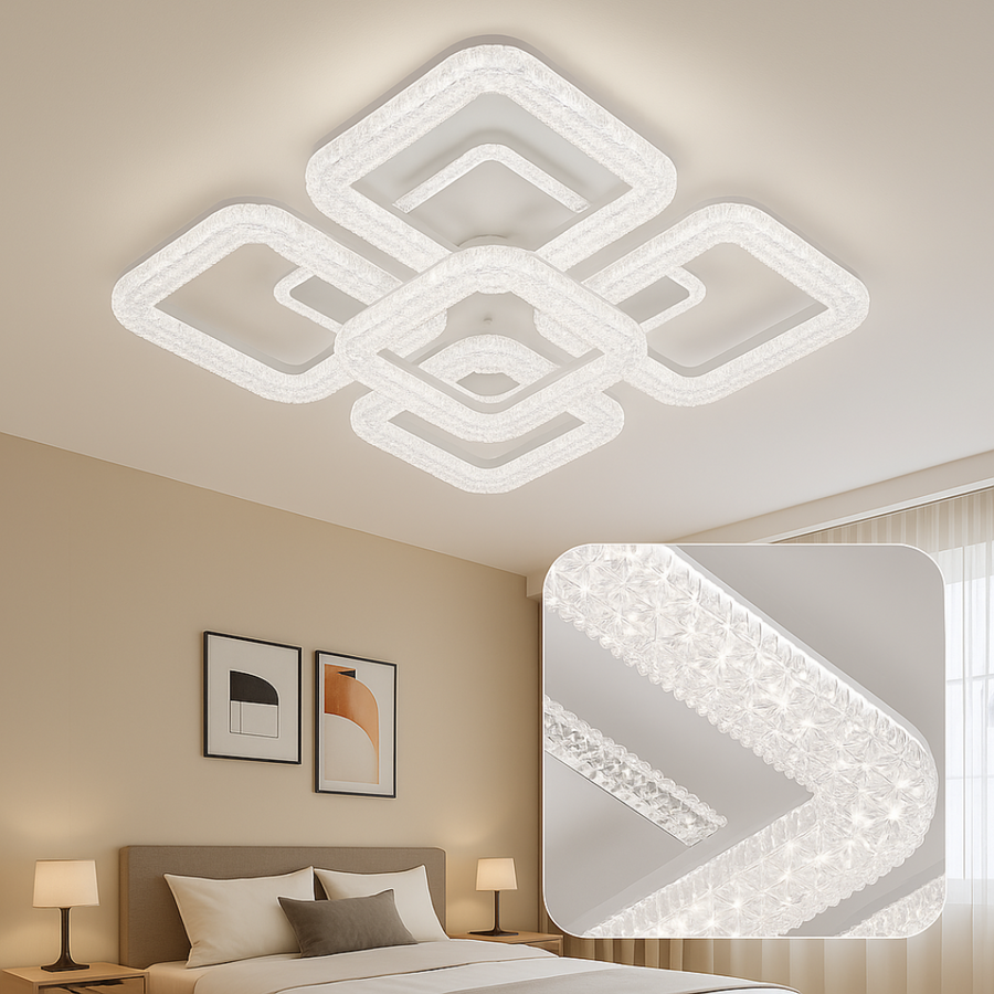 Astrid LED Chandelier with Remote Control, Dimmable, White, Crystals