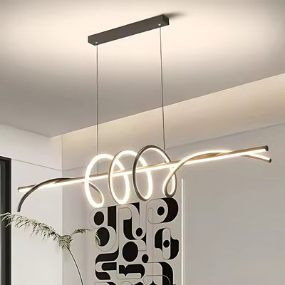 Suspended LED chandelier with remote control RIBBON 66W, Linear, Cold/Warm/Neutral light, Dimmable, Black, Height Adjustable