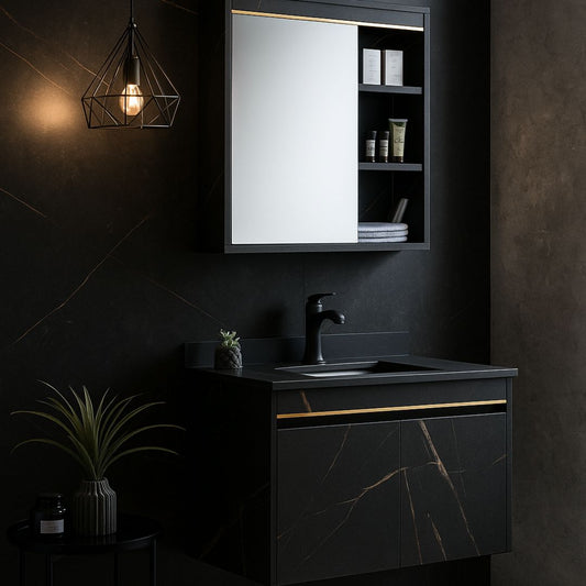 Bathroom Furniture Set 80x50cm 3 Pieces Black