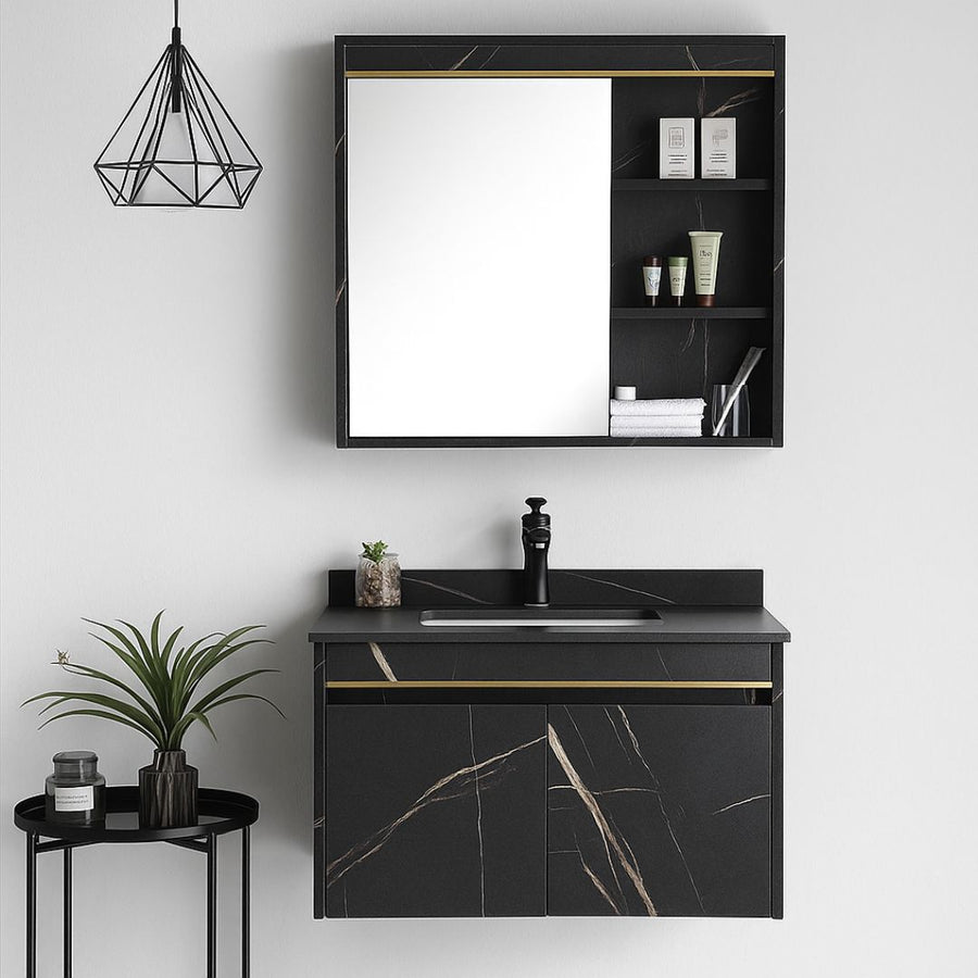 Bathroom Furniture Set 60x50cm 3 Pieces Black