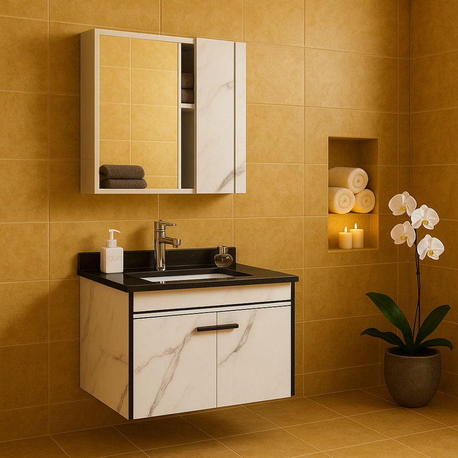 Bathroom Furniture Set 80x48cm 3 Pieces Black White