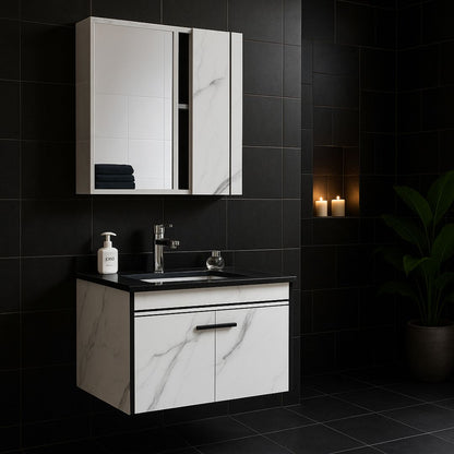 Bathroom Furniture Set 80x48cm 3 Pieces Black White