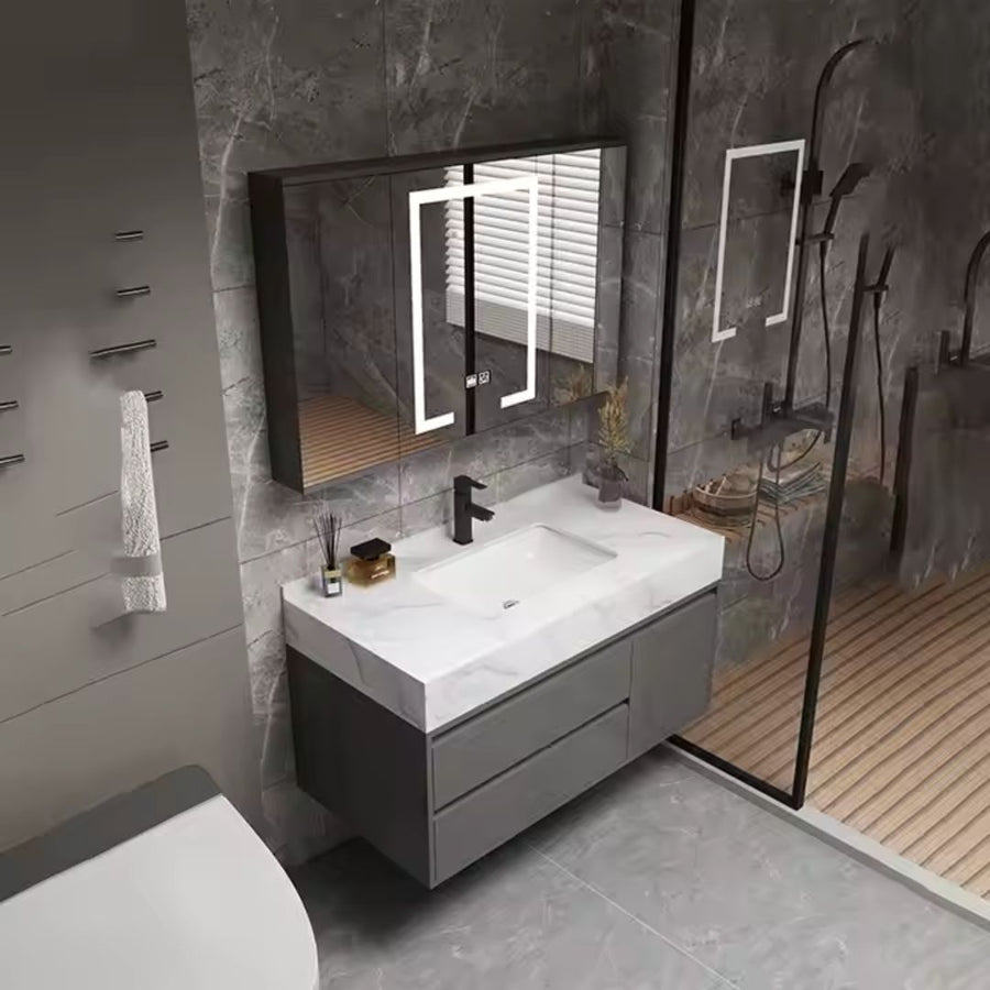Bathroom Furniture Set 80x50cm 3 Pieces Grey White