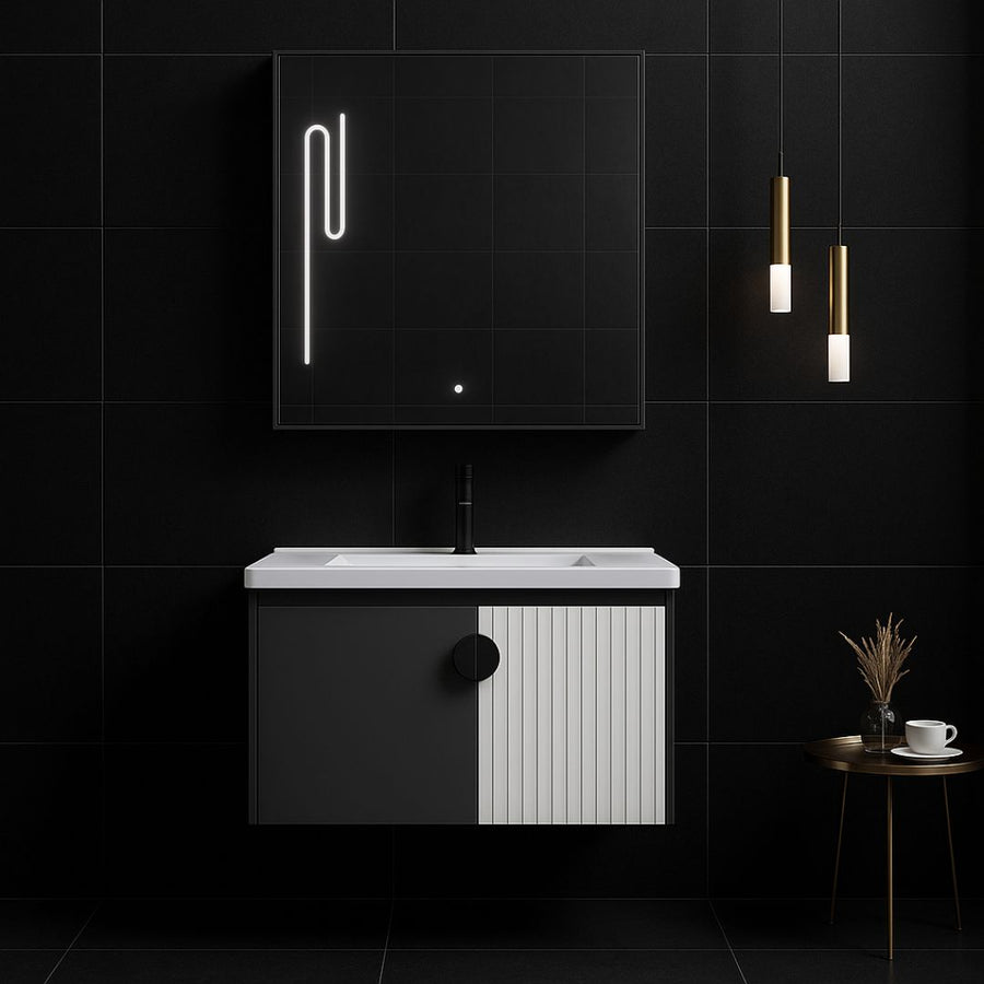 Bathroom Furniture Set 60x40cm 3 Pieces Grey White