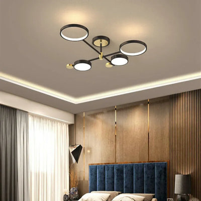 LED Chandelier with Remote Control MARIA, 45W, 4 Elements, Warm/Cold/Neutral Light, Dimmable, Black