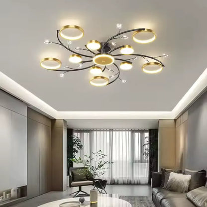 Lustra LED KARINA cu Telecomnda, 68W, Lumina Calda/Rece/Neutra, Negru/Auriu