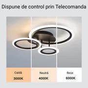 LED Chandelier with Remote Control BETTY, 41W, 3 Circles, Cold/Warm/Neutral Light, Dimmable, Black 