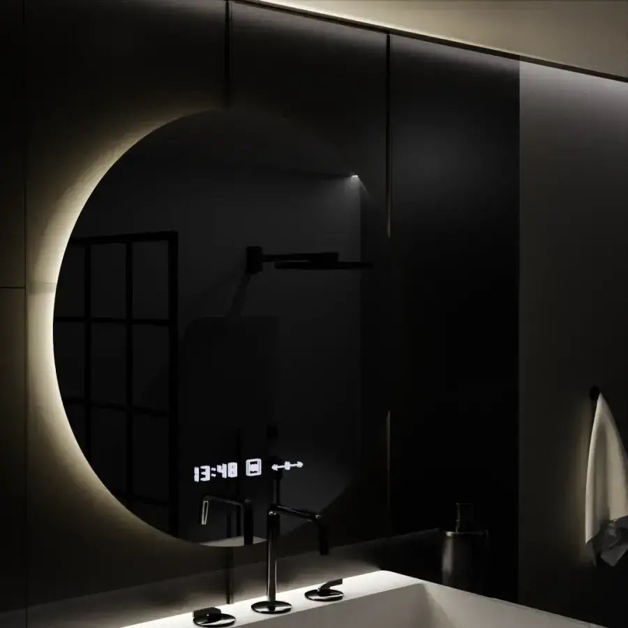 70cm round LED mirror Serenite Motionglow Marcellow Dimable Clock Deframent & Dimable Thermometer