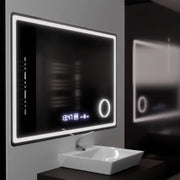 Mirror LED rectangular 120x80cm Souverain Motionglow Marcello Dismantic Clock System & Dimable Cosmetic Terometer