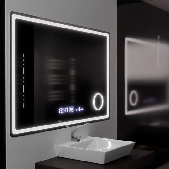 Rectangular LED Mirror, 120x80cm, Souverain MotionGlow Marcello, De-fogging System, Clock & Thermometer, Cosmetic Magnifier, Dimable Marcello Mirrors Default Title Alessandro Design