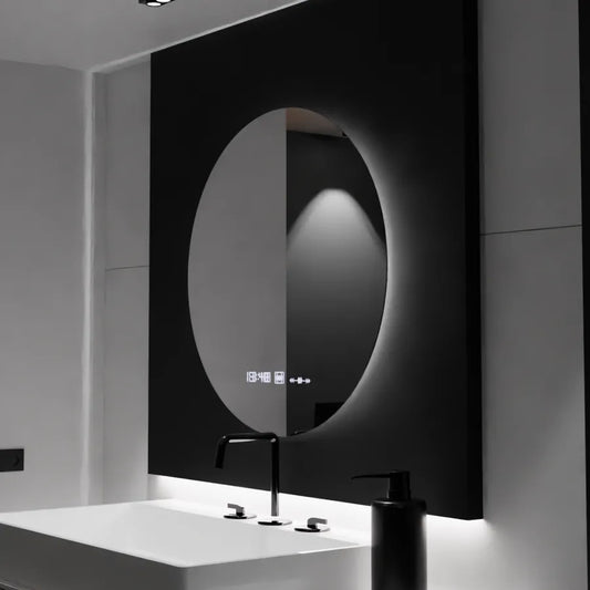 Round LED mirror, 80cm, Serenite MotionGlow Marcello, Demister System, Clock & Thermometer, Dimmable