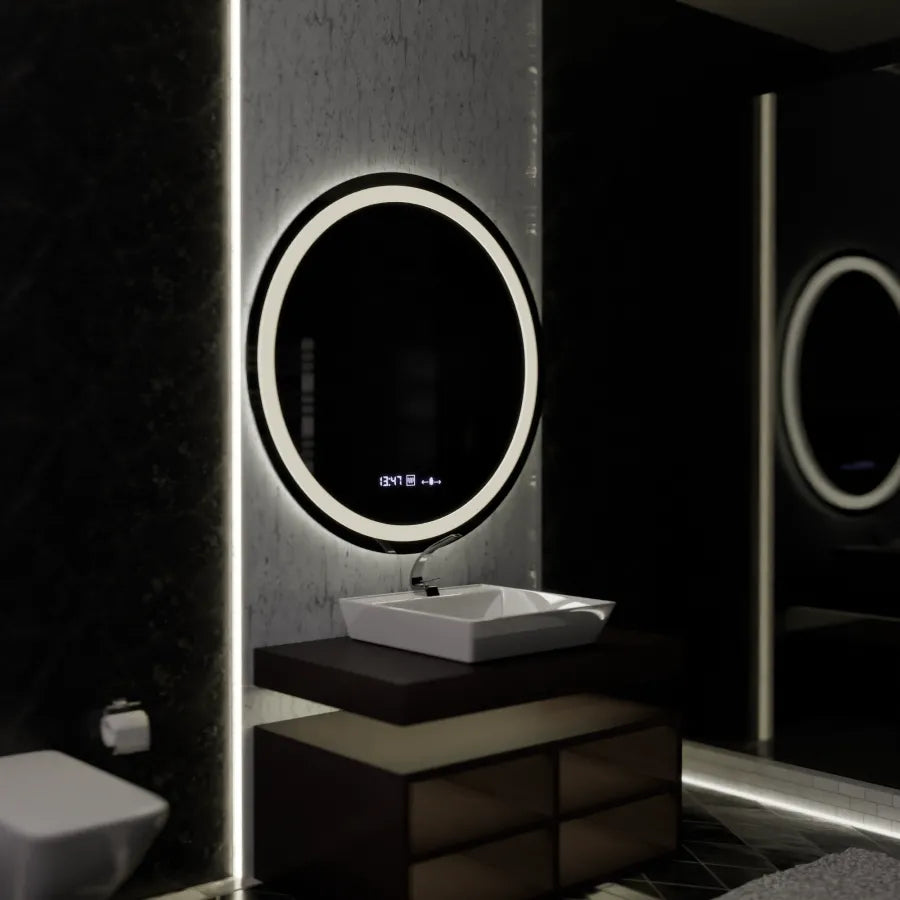 Round LED Mirror 100cm Celeste MotionGlow Marcello Dimable Clock Defrosting System