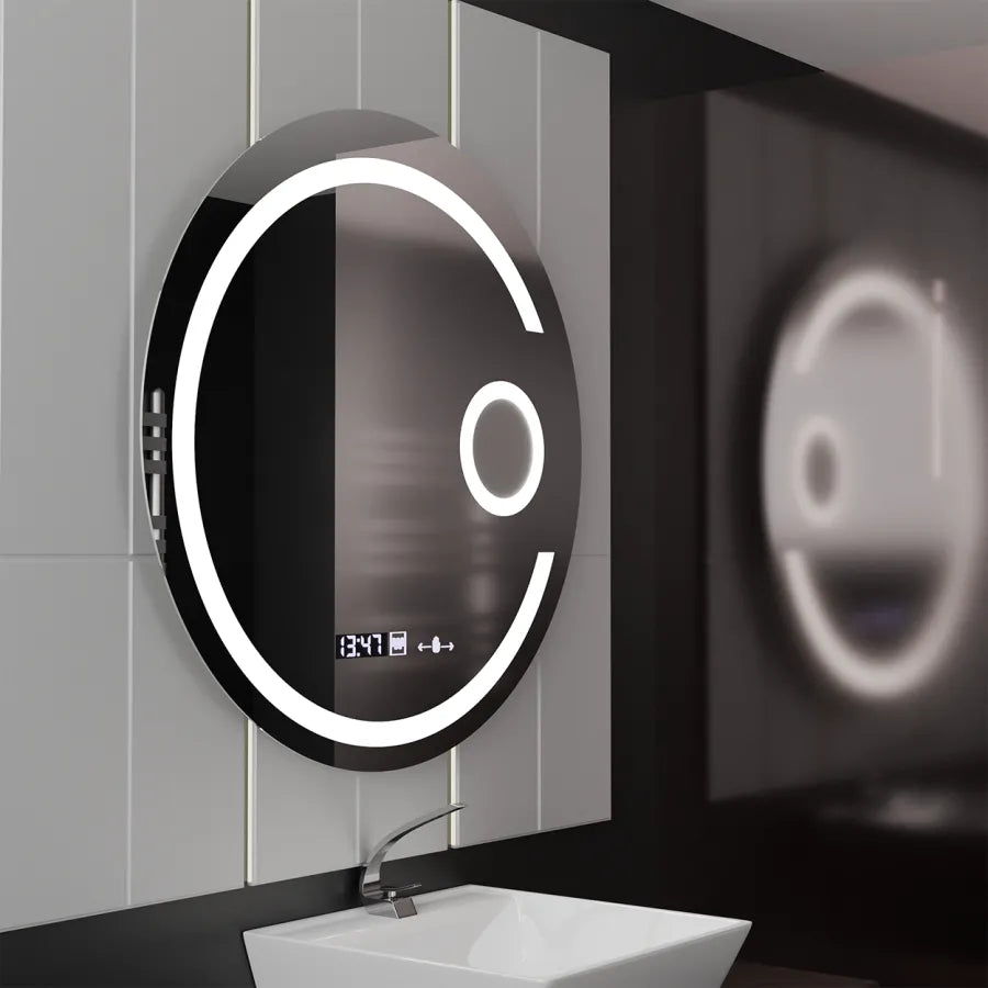 Mirror LED round 70cm Visio MotionGlow Marcello Dismantic Clock System & Cosmetic Thermometer