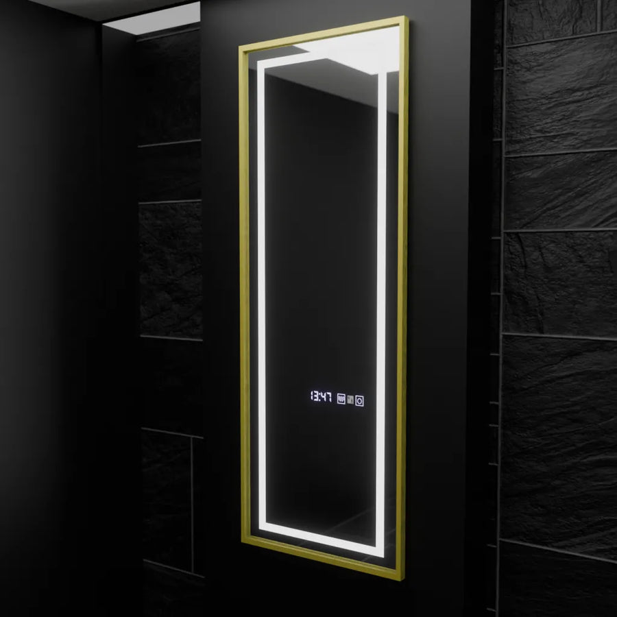 Mirror LED rectangular 45x140cm Elena Marcello Sensor Radar System Defrosting Clock & Dimable Thermometer