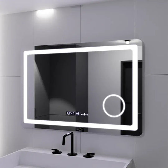Rectangular LED Mirror, 90x60cm, Souverain MotionGlow Marcello, De-fogging System, Clock & Thermometer, Cosmetic Magnifier, Dimable Marcello Mirrors Default Title Alessandro Design