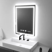 Rectangular LED Mirror 45x60cm Verite MotionGlow Marcellow Dimable Clock System & Dimable Thermometer