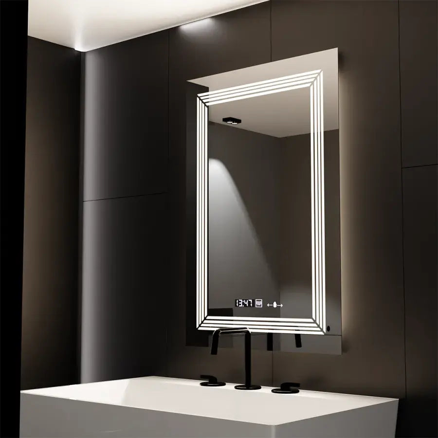 Mirror LED rectangular 60x80cm Venezia Sensor Motionglow Marcellow Dimable Clock Defrosting System