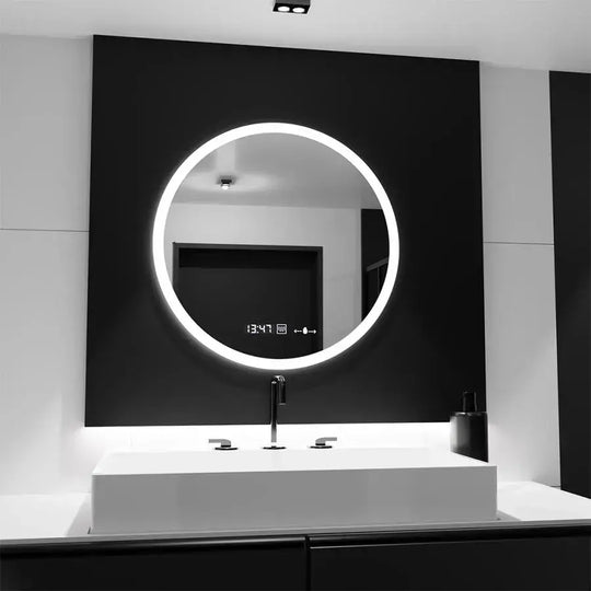 LED Round Mirror, 70cm, Elysee MotionGlow Marcello, De-fogging System, Clock & Thermometer, Dimabila Mirrors Marcello Default Title Alessandro Design