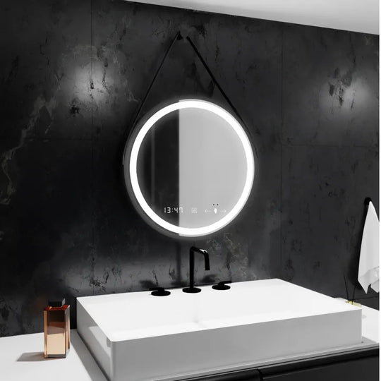 LED Round Mirror, 50cm, Celeste Majeste Noir Eleve MotionGlow Marcello, De-fogging System, Clock & Thermometer, Dimable Mirrors Marcello Default Title Alessandro Design