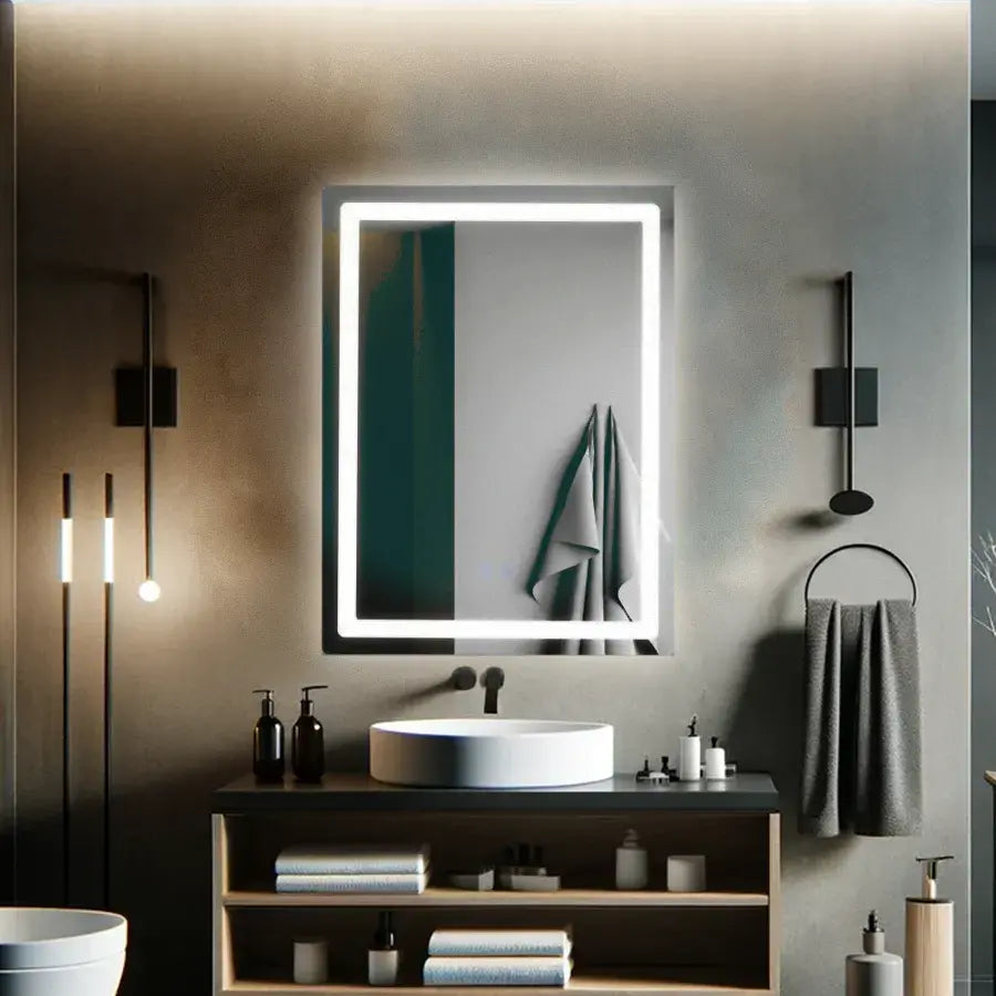 Rectangular LED Mirror 60x80cm Edge LUMINOUS Touch Defog System