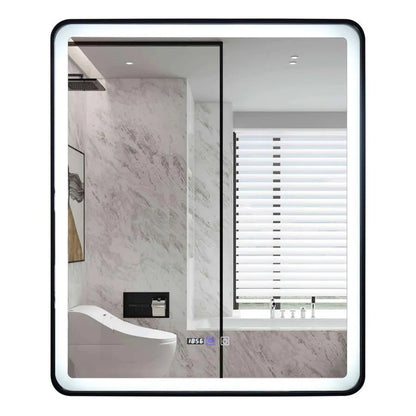 Rectangular LED mirror 70x90cm EDGE Touch Demister System, Black Frame