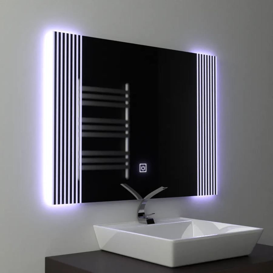 Rectangular LED Mirror 80x60cm Infinity Frame Basic Touch