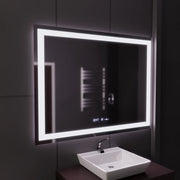 Rectangular LED Mirror 120x80cm Vérité MotionGlow Marcello, Defog System, Thermometer and Clock, Dimmable 
