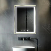 Mirror LED rectangular 60x80cm Verite Royale Gold Motionglow Marcello Dimable Clock Defrosting System