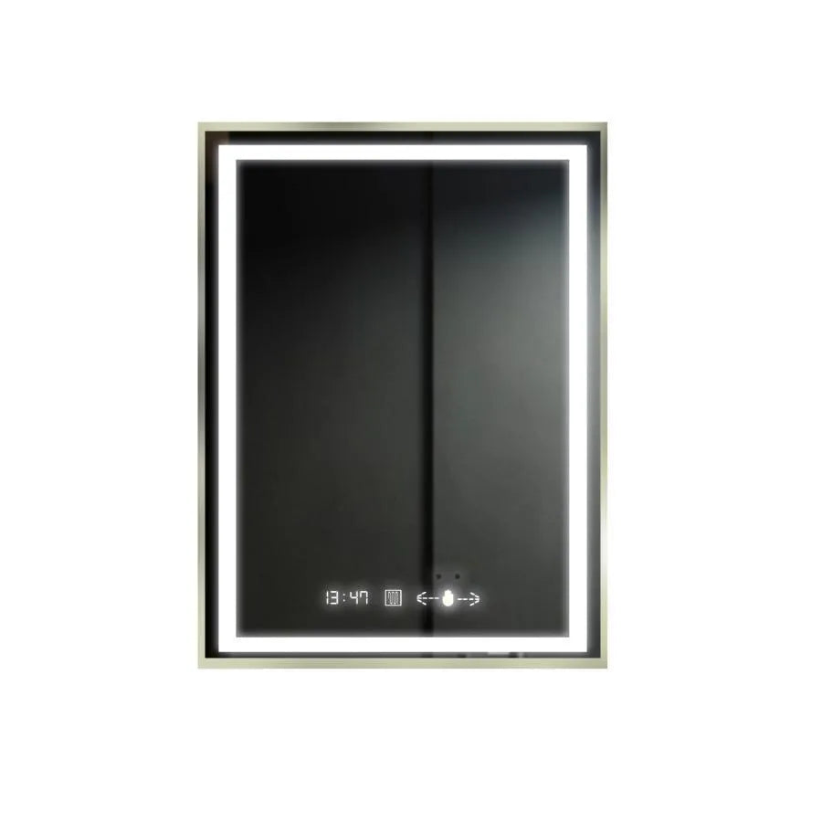 Mirror LED rectangular 60x80cm Verite Royale Gold Motionglow Marcello Dimable Clock Defrosting System