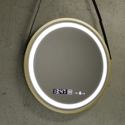 Mirror LED round 60cm celesti Royale Gold Eleve MotionGlow Marcello Dimable Clock Defrosting System