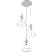 Diamond Shape Chandelier, STRUKTUR, 3xE27, White, Metal