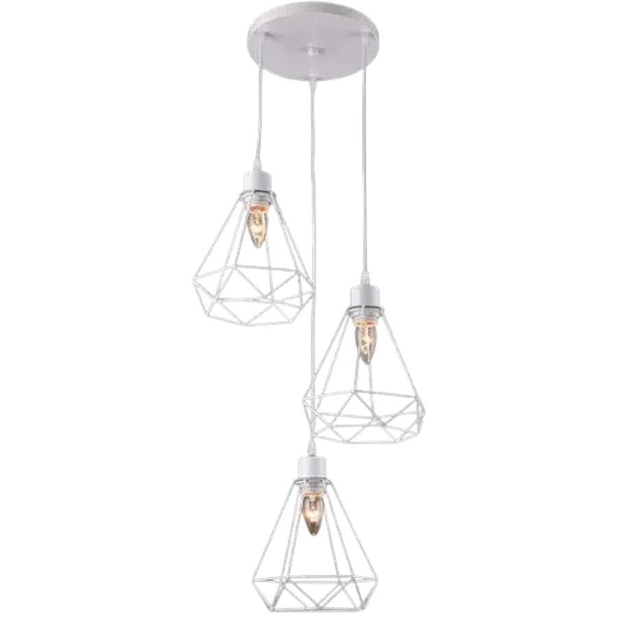 Diamond Shape Chandelier, STRUKTUR, 3xE27, White, Metal