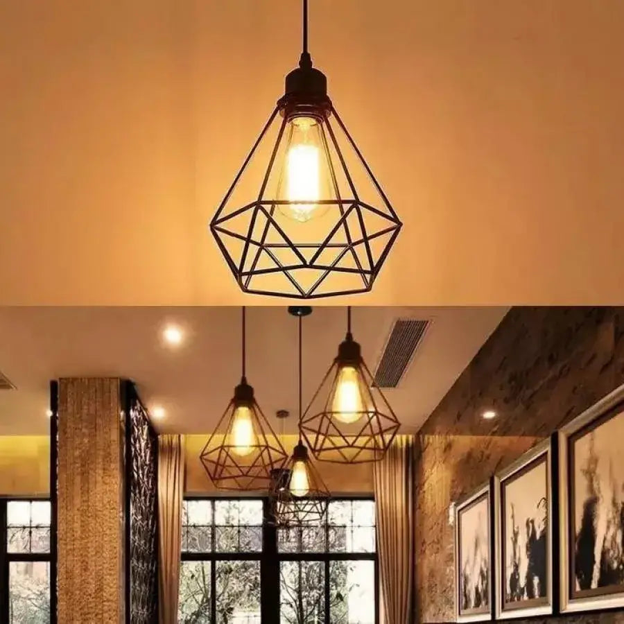 Diamond Shape Chandelier, STRUKTUR, 1xE27, Black, Metal
