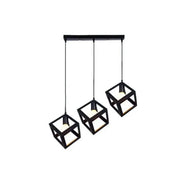Cube Shape Chandelier, STRUKTUR Linear Trio, 3x E27, Black, Metal