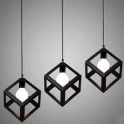 Cube Shape Chandelier, STRUKTUR Linear Trio, 3x E27, Black, Metal