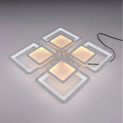 LED Chandelier with Remote Control SUSAN, 77W, 4 Squares, Cold/Warm/Neutral Light, Dimmable, White 