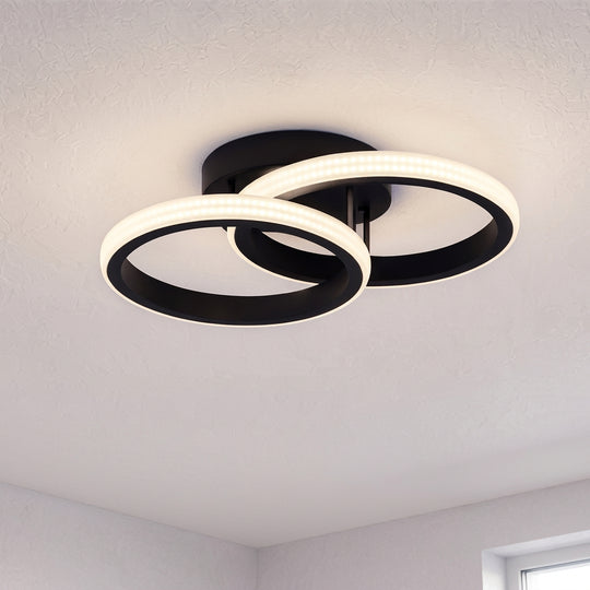 LED Chandelier VERTEX CIRCULA 21W, 2 Circles, Metal Frames, Cool/Warm/Neutral Light 3000K/4000K/6000K, Black, Metal LED Chandeliers Default Title Alessandro Design