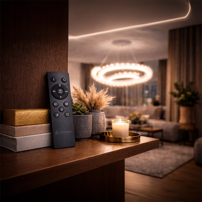 LED Chandelier LT188WH, Crystal and Metal, 40W, Dimmable, Adjustable Height, Cold/Warm/Neutral Light, Luxurious Lighting