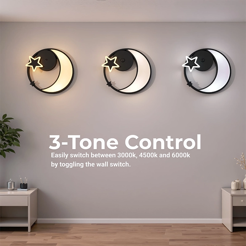 LED chandelier with remote control ALYONA 44W, Moon and Star, Cold/Warm/Neutral light, Dimmable, Black