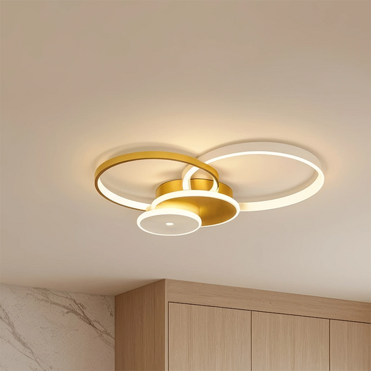 LED chandelier with remote control KILLIAN 80W, 4 Circles, Cold/Warm/Neutral light, Dimmable, Gold