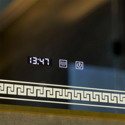 LED Mirror Touch Bruno De-fogging System, Clock and Temperature 60x80 cm Brushed Gold Frame, S84/60X80