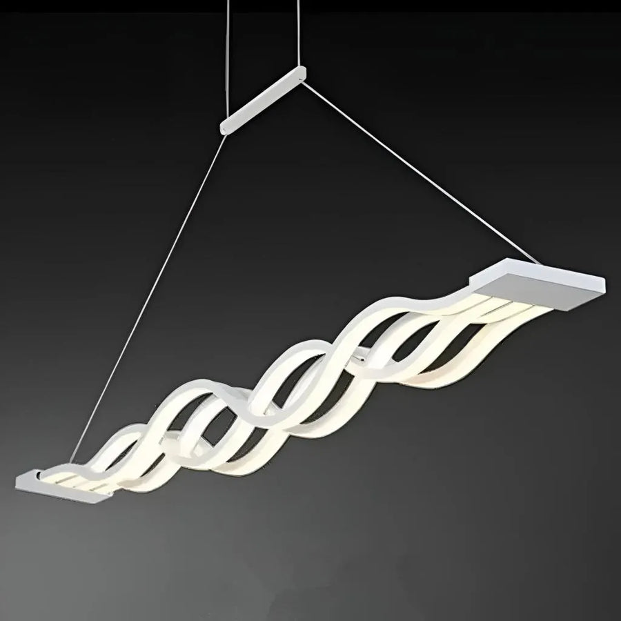 LED Pendant Chandelier with Remote Control WAVE, 105W, Adjustable Height, Cold/Warm/Neutral Light, Dimmable, White 