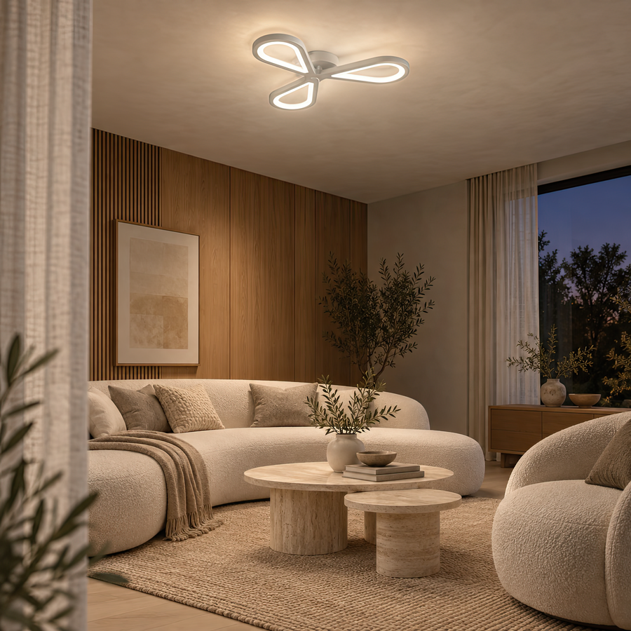 LED chandelier AURALIUS 18W, 3 Petals, Neutral light, 4000K, White