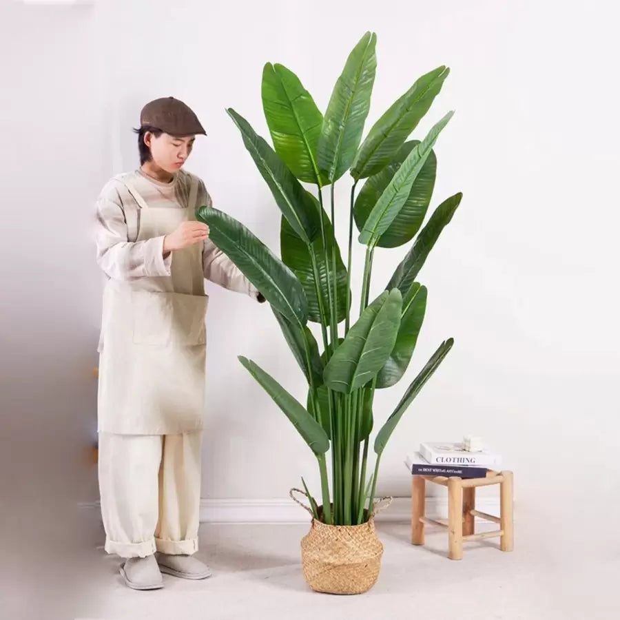 Artificial Bird of Paradise Plant (Strelitzia Nicolai), 16 Leaves, without Pot, 180cm Green