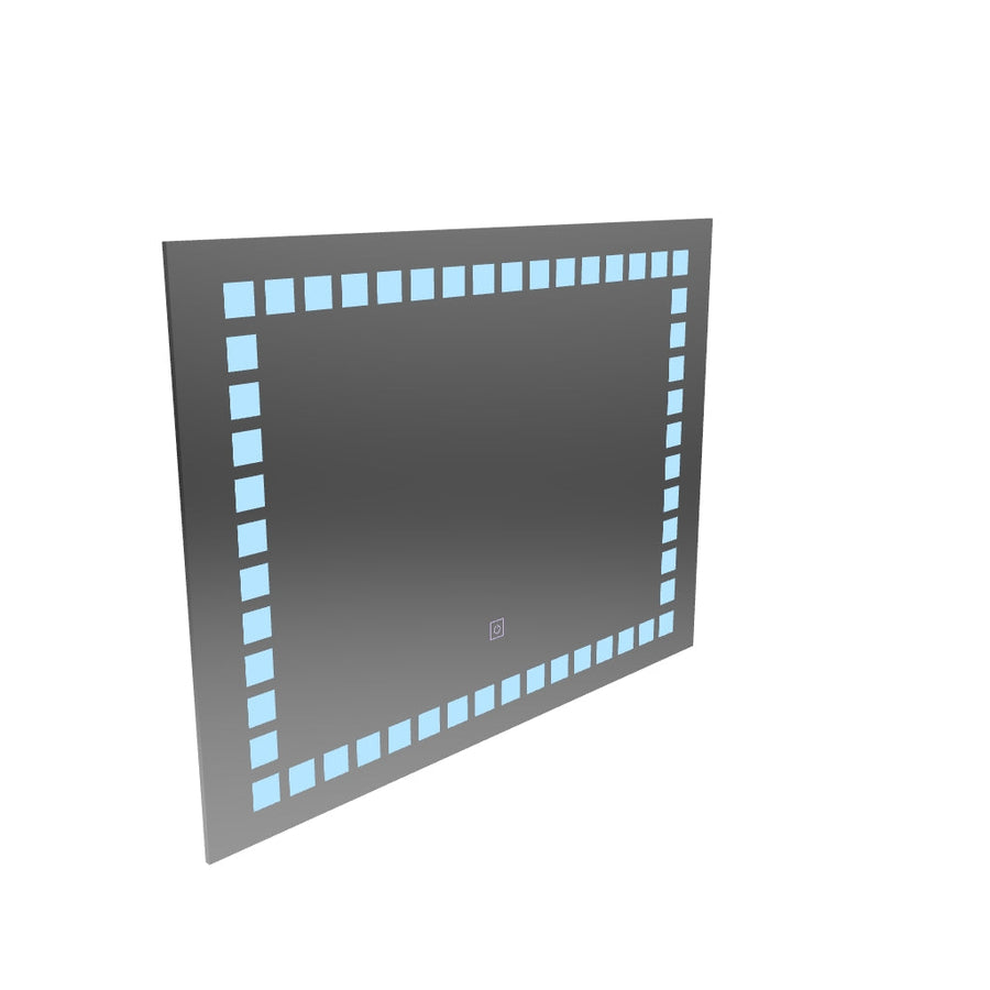 Rectangular LED Mirror 80x60cm Grid Light Basic Touch
