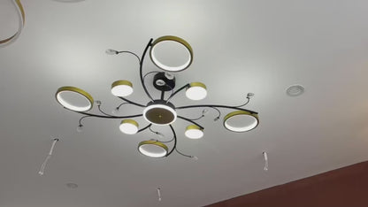 KARINA LED Chandelier with Remote Control, 65W, 8 Elements, Warm/Cold/Neutral Light, Dimmable, Gold