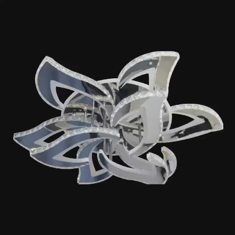Meibes LED Chandelier with Remote Control, 300W, Dimmable, Chrome