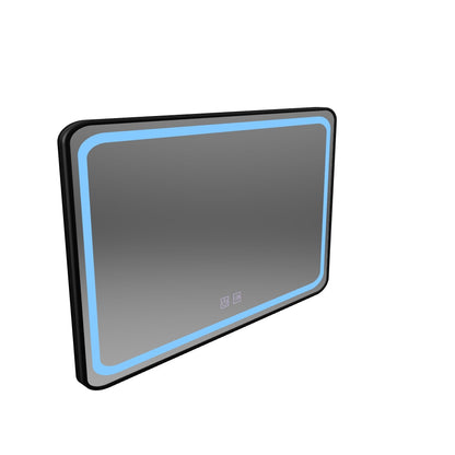 Rectangular LED Mirror 100x65cm – Edge LUMINOUS Touch Defog System, Black Frame